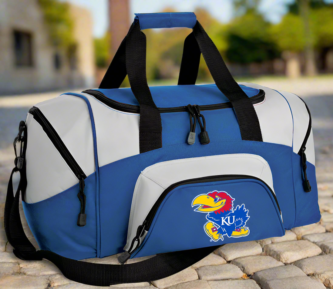 University of Kansas Small Duffel Bag KU Jayhawks Carryon Suitcase or Gym Bag