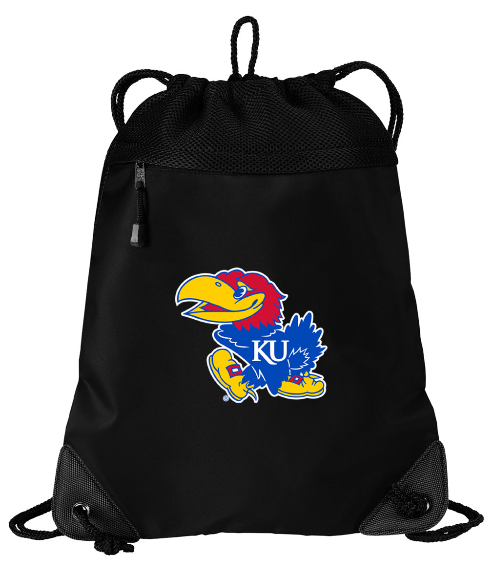 University of Kansas Drawstring Backpack KU Jayhawks Cinch Pack - Mesh & Microfiber