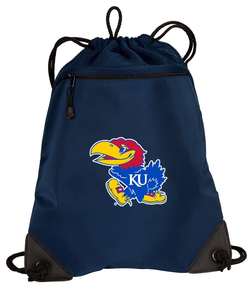 University of Kansas Drawstring Backpack KU Jayhawks Cinch Pack - Mesh & Microfiber