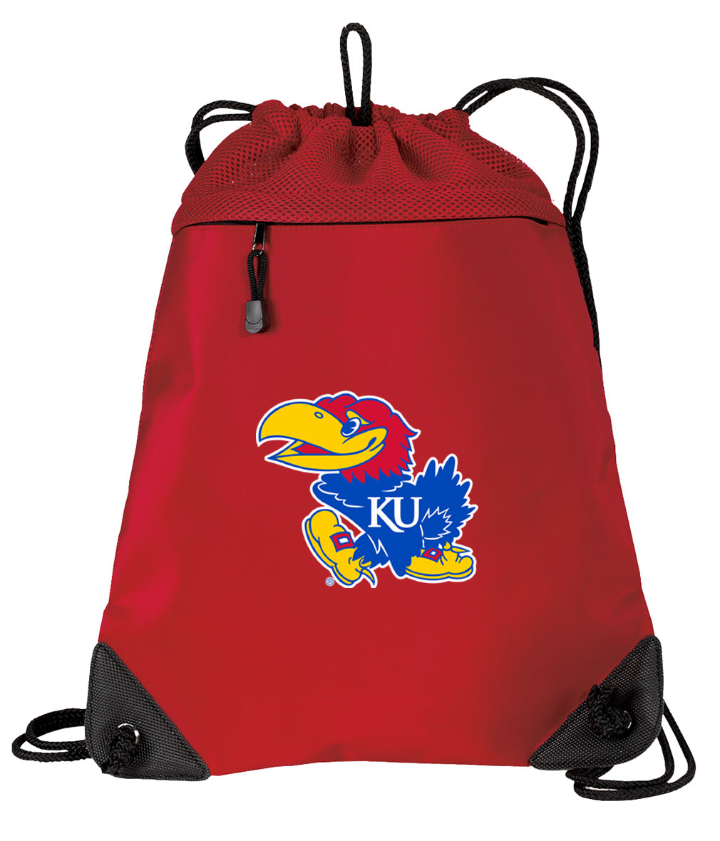 University of Kansas Drawstring Backpack KU Jayhawks Cinch Pack - Mesh & Microfiber