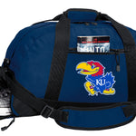 University of Kansas Duffel Bag KU Jayhawks Gym or Sports Bag with Shoe Pocket