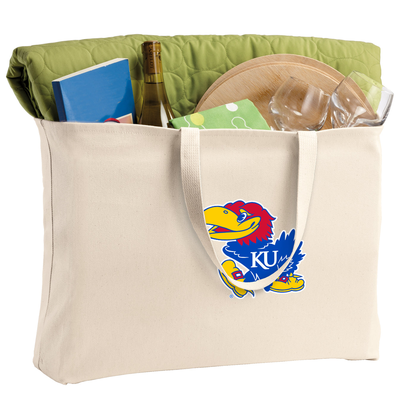 University of Kansas Large Tote Bag KU Jayhawks Jumbo Tote for Beach Pool or Travel