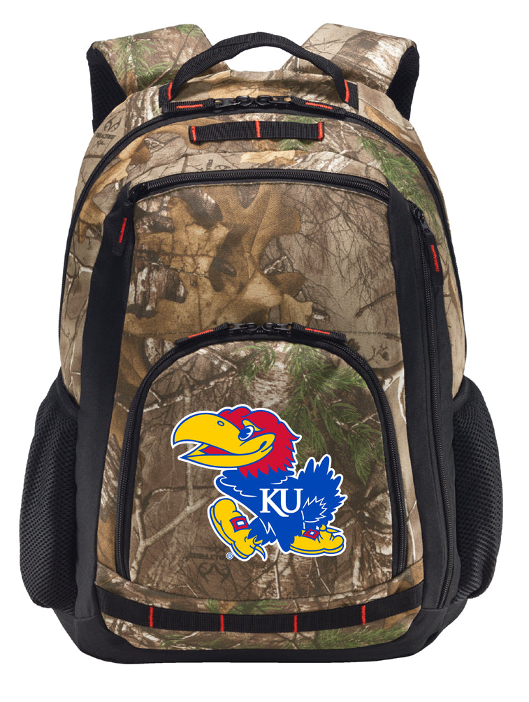 University of Kansas Camo Backpack KU Jayhawks Laptop Computer Backpack