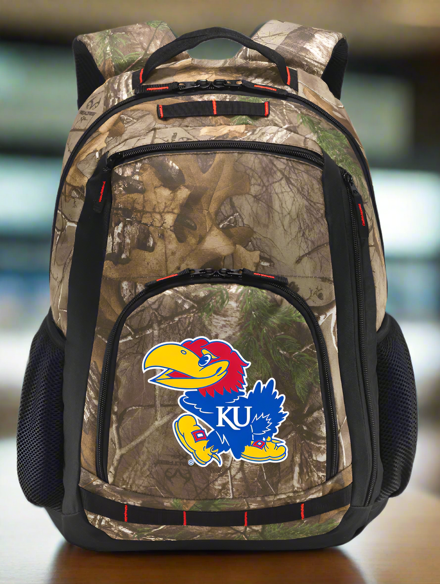 University of Kansas Camo Backpack KU Jayhawks Laptop Computer Backpack