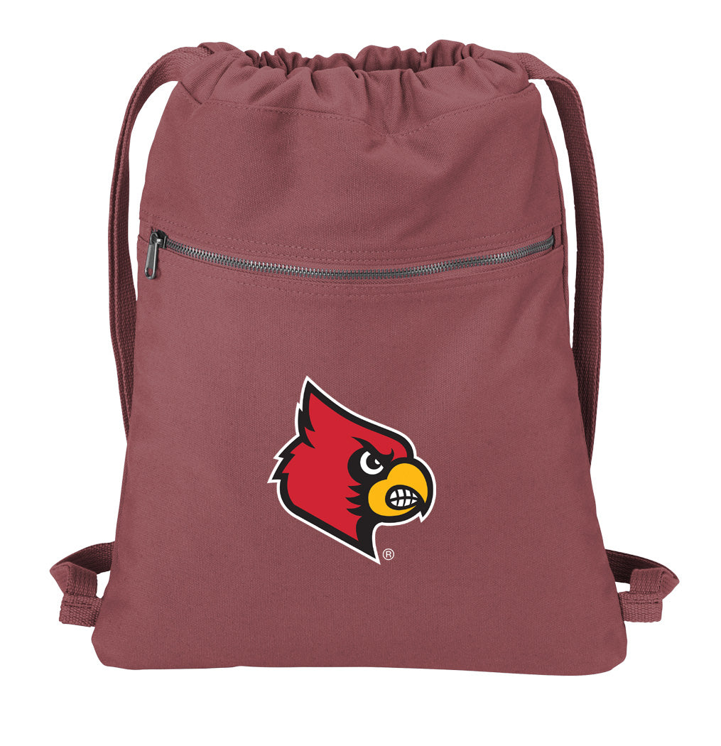 University of Louisville Canvas Drawstring Backpack Louisville Cardinals Cotton Cinch Pack Bag