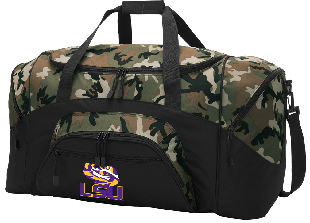 LSU Large Camo Duffel Bag LSU Tigers Suitcase or Sports Gear Bag