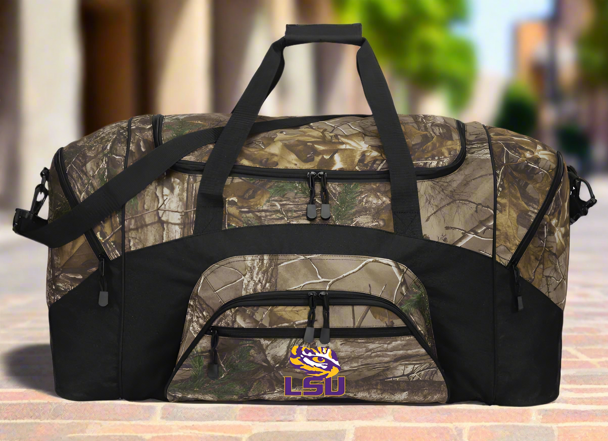 LSU Camo Large Duffel Bag LSU Tigers Suitcase Travel Bag or Sports Gear Bag