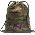 LSU Tigers Camo Drawstring Backpack LSU Hoody Style Cinch Pack Bag