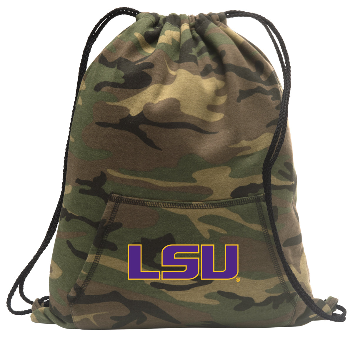 LSU Tigers Camo Drawstring Backpack LSU Hoody Style Cinch Pack Bag