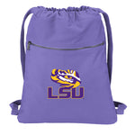 LSU Canvas Drawstring Backpack LSU Tigers Cotton Cinch Pack Bag