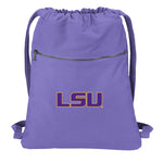 LSU Tigers Canvas Drawstring Backpack LSU Cotton Cinch Pack Bag