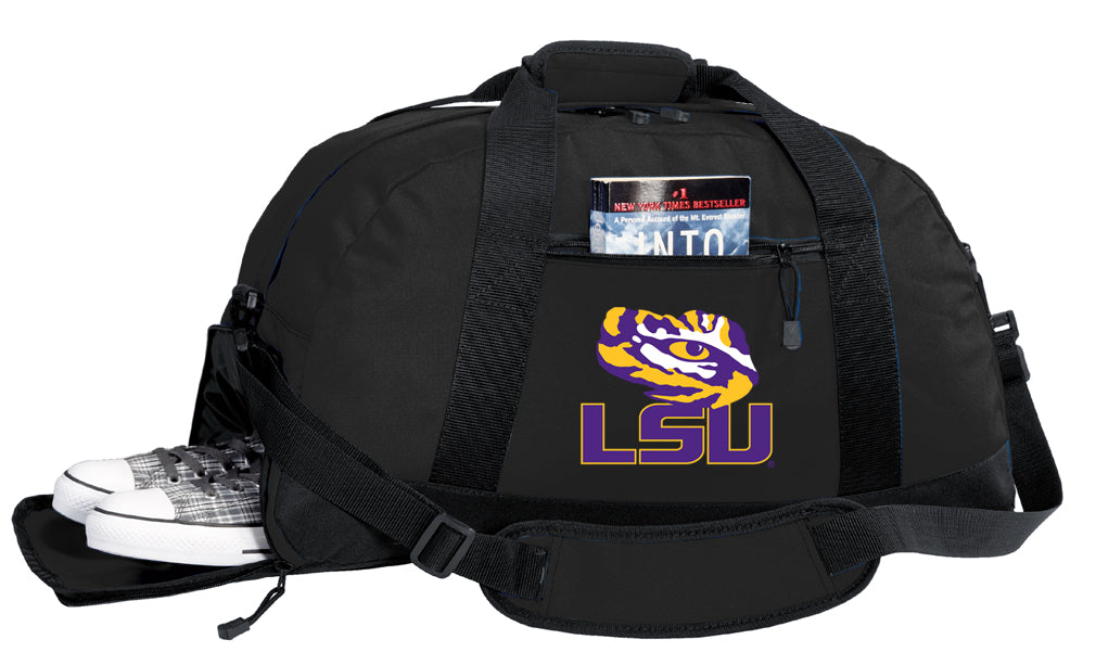 LSU Duffel Bag LSU Tigers Gym or Sports Bag with Shoe Pocket