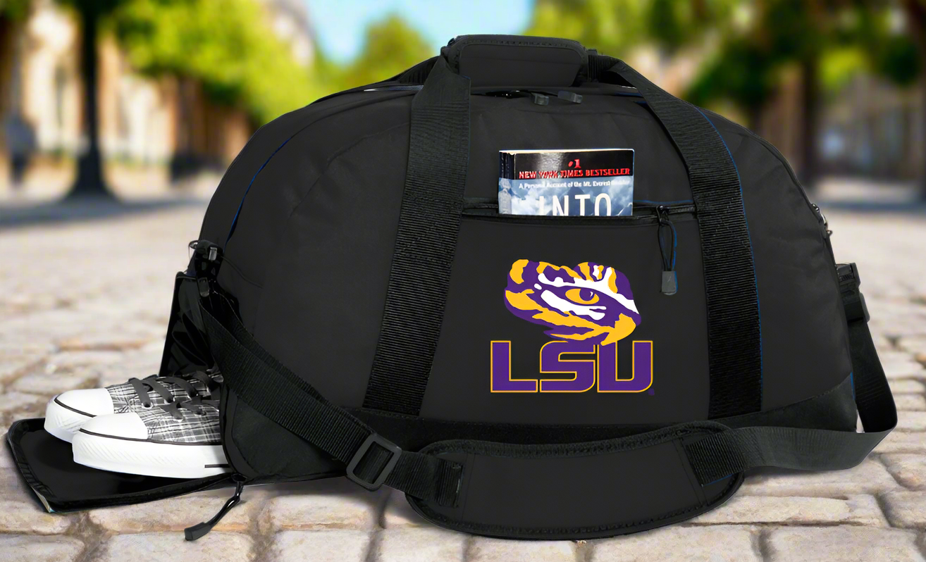 LSU Duffel Bag LSU Tigers Gym or Sports Bag with Shoe Pocket