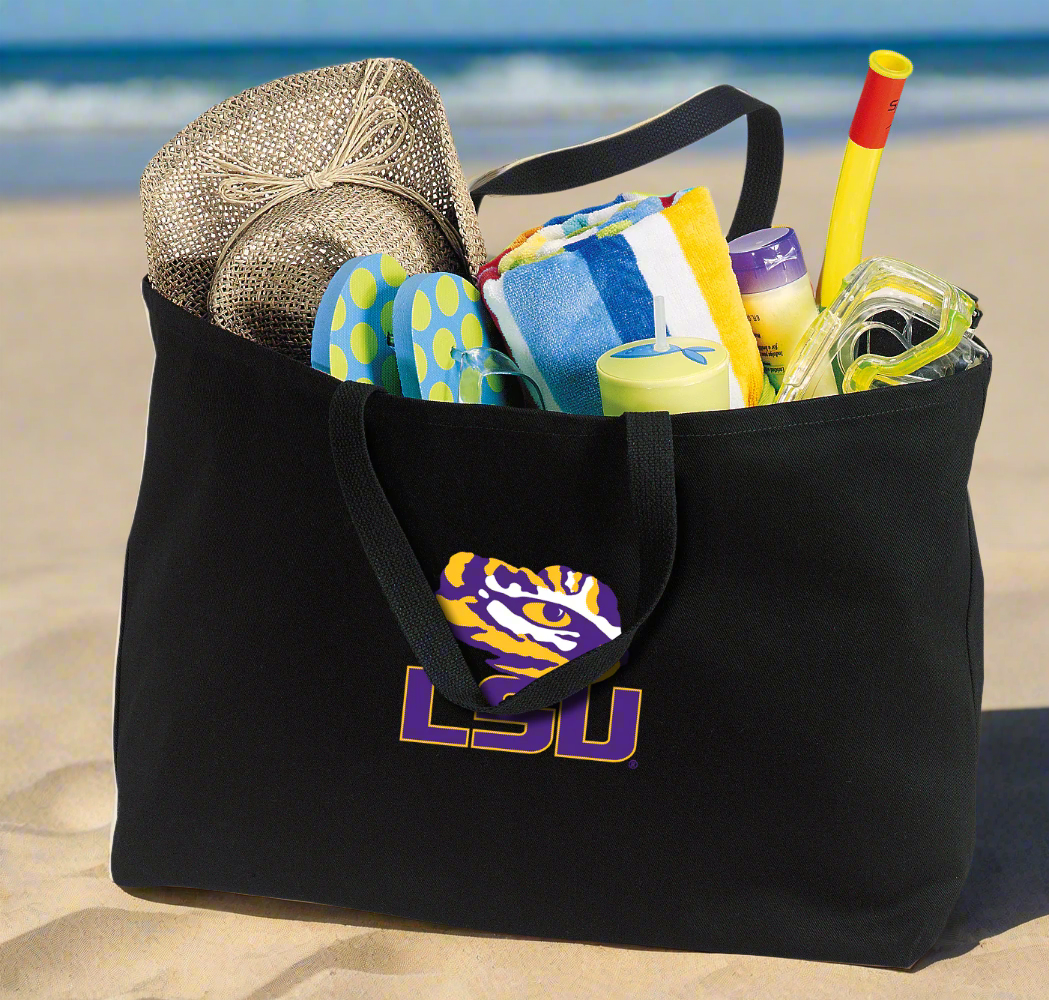 LSU Large Tote Bag LSU Tigers Jumbo Tote for Beach Pool or Travel