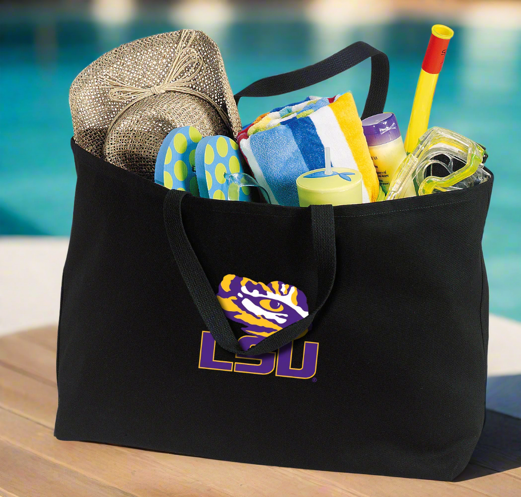 LSU Large Tote Bag LSU Tigers Jumbo Tote for Beach Pool or Travel