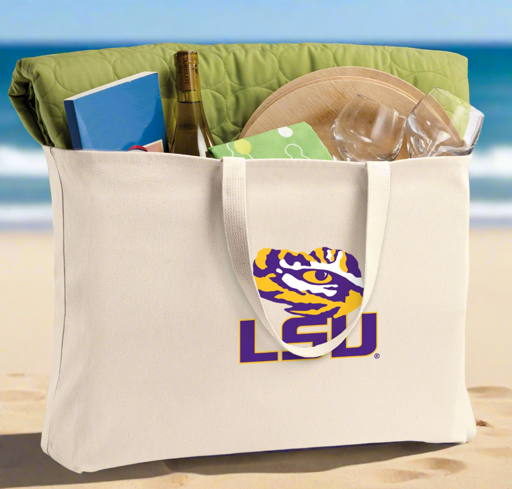 LSU Large Tote Bag LSU Tigers Jumbo Tote for Beach Pool or Travel