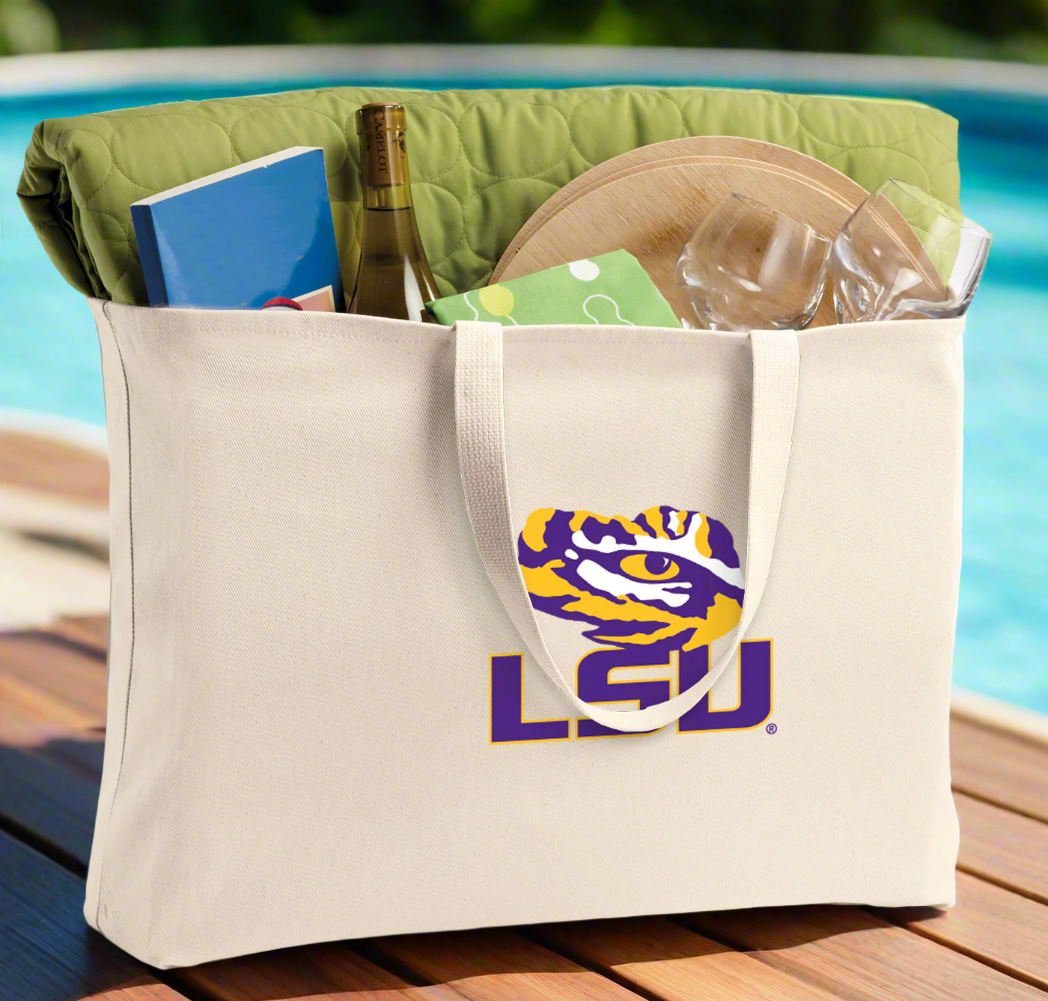 LSU Large Tote Bag LSU Tigers Jumbo Tote for Beach Pool or Travel