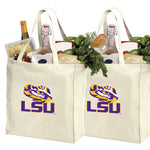 LSU Grocery Shopping Bags 2 PC SET LSU Tigers Reusable Cotton Bags