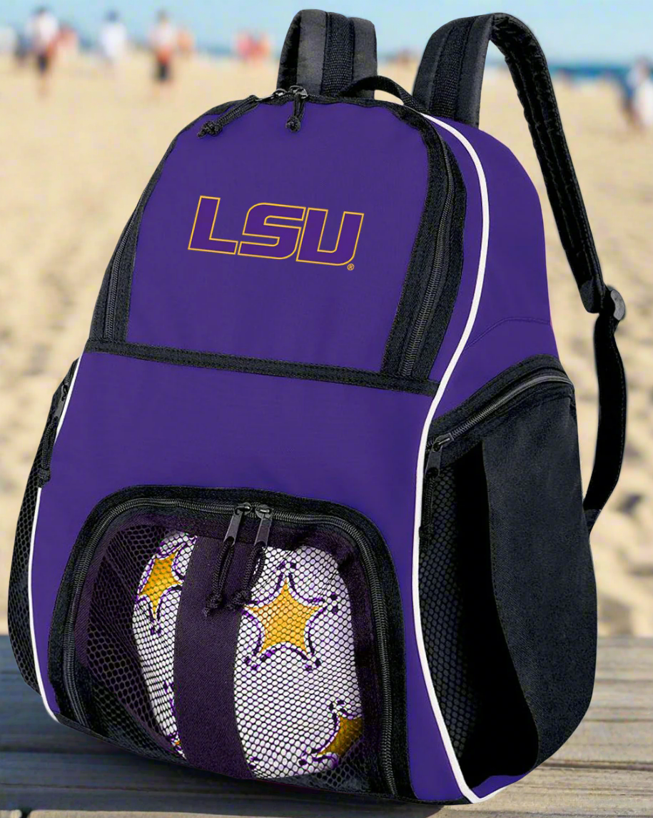 LSU Tigers Soccer Ball Backpack or LSU Volleyball Sports Gear Bag