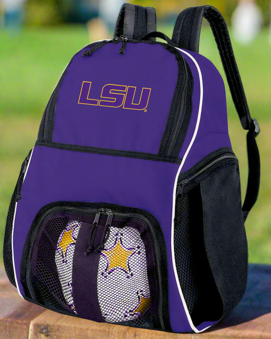 LSU Tigers Soccer Ball Backpack or LSU Volleyball Sports Gear Bag