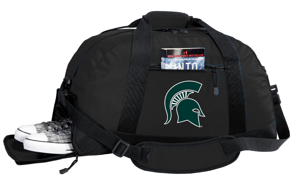 Michigan State Duffel Bag MSU Spartans Gym or Sports Bag with Shoe Pocket