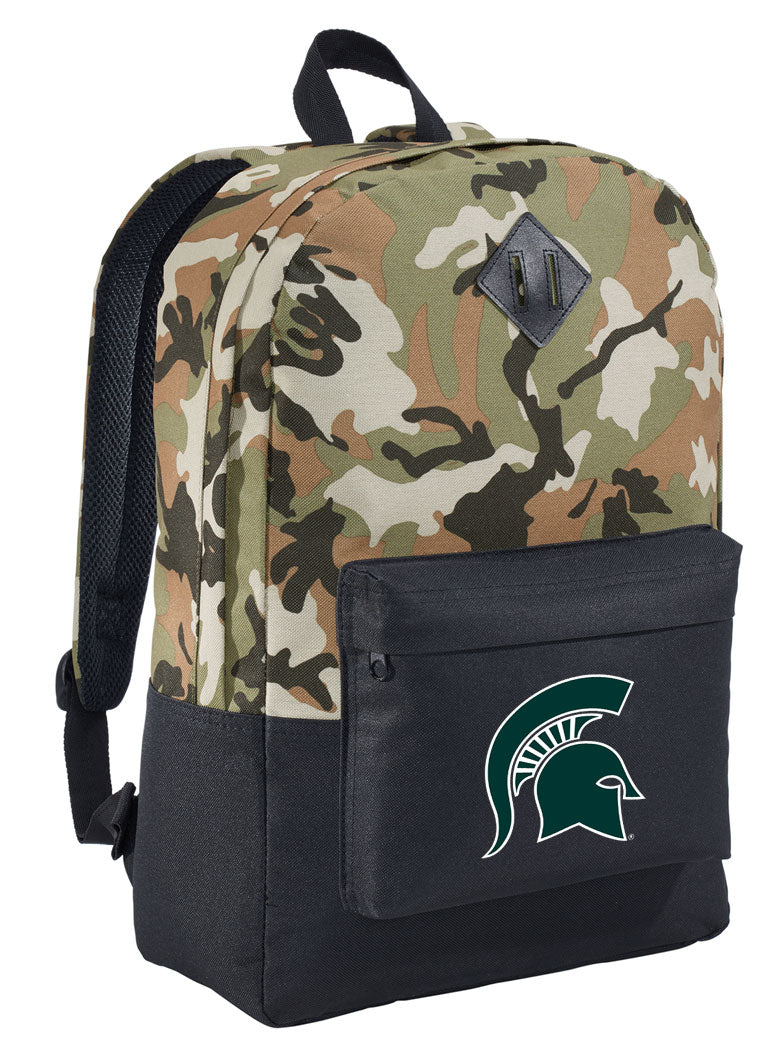 Michigan State Camo Backpack MSU Spartans Medium Classic Style Backpack