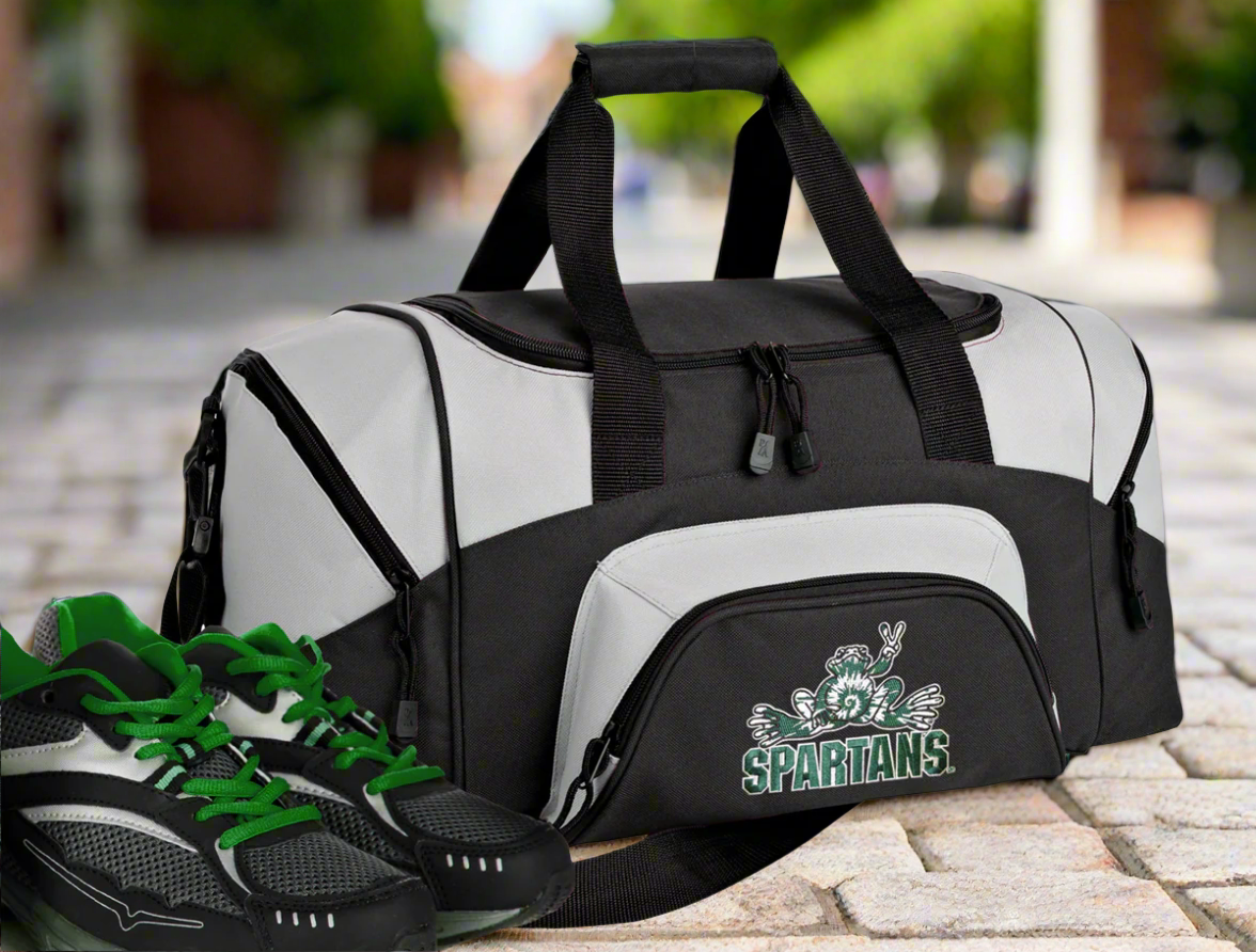 Michigan State Small Duffel Bag MSU Peace Frog Carryon Suitcase or Gym Bag