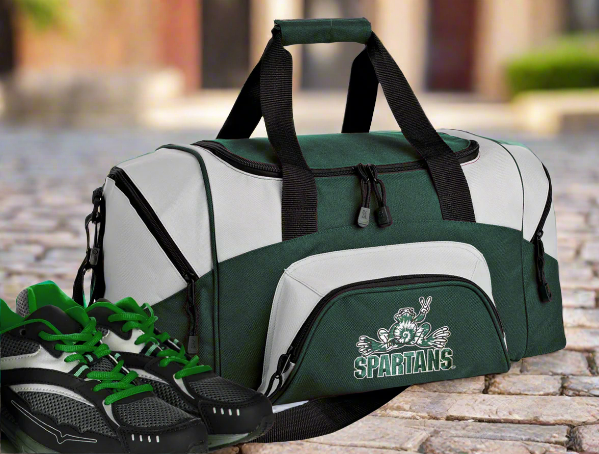 Michigan State Small Duffel Bag MSU Peace Frog Carryon Suitcase or Gym Bag