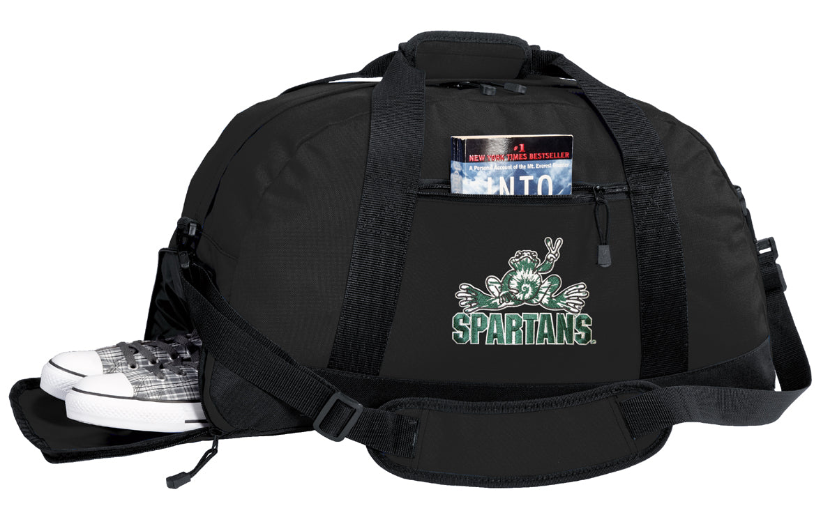 Michigan State Duffel Bag MSU Peace Frog Gym or Sports Bag with Shoe Pocket