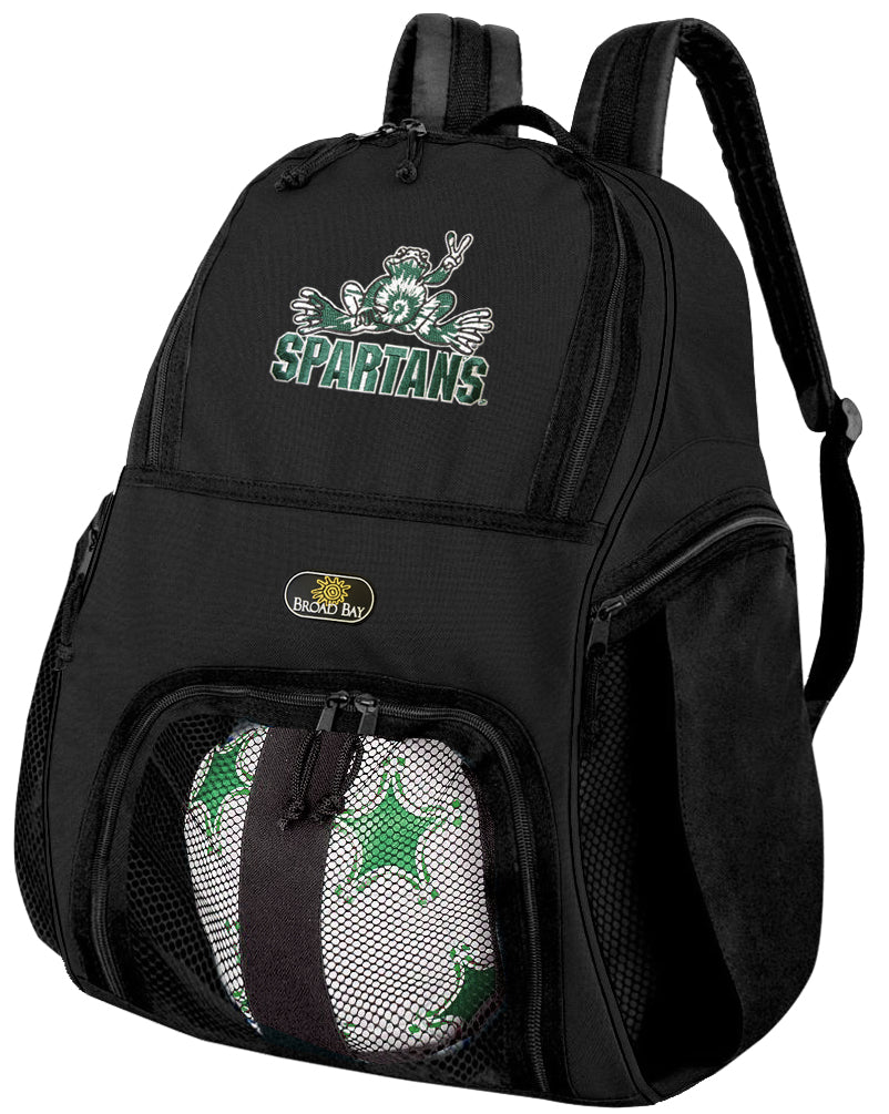 Michigan State Soccer Ball Backpack or MSU Peace Frog Volleyball Sports Gear Bag