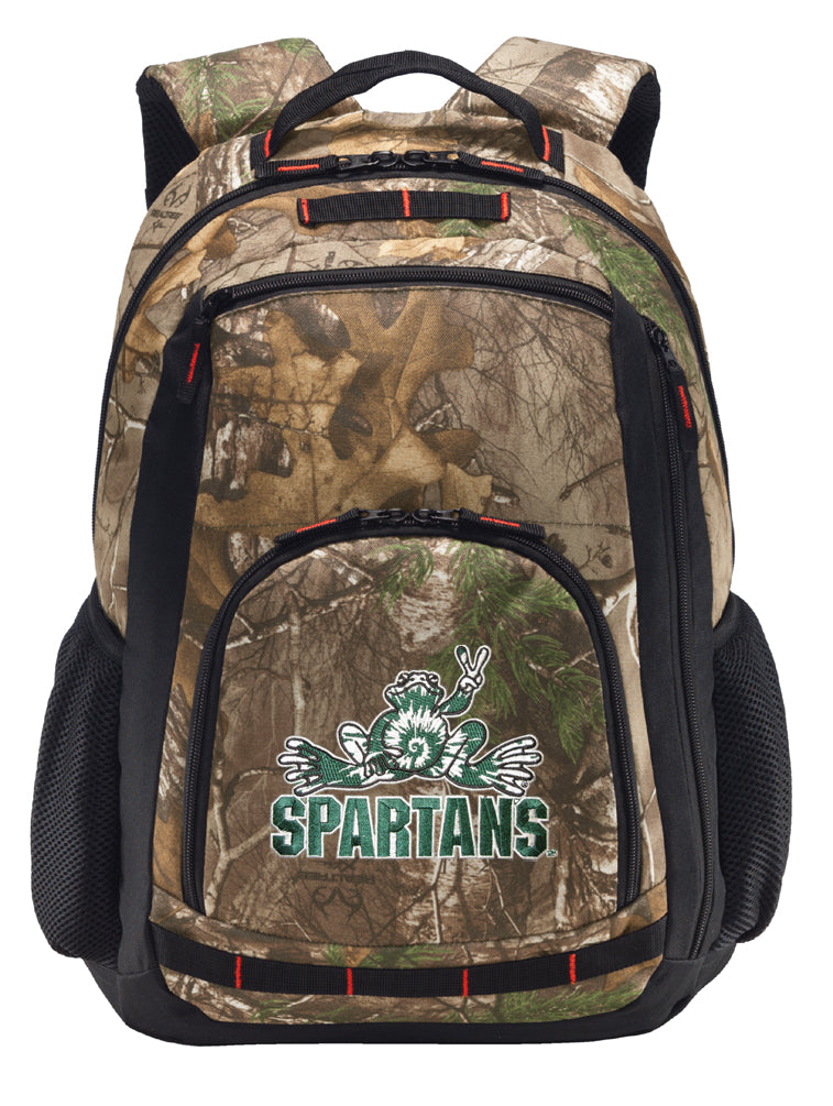 Michigan State Camo Backpack MSU Peace Frog Laptop Computer Backpack