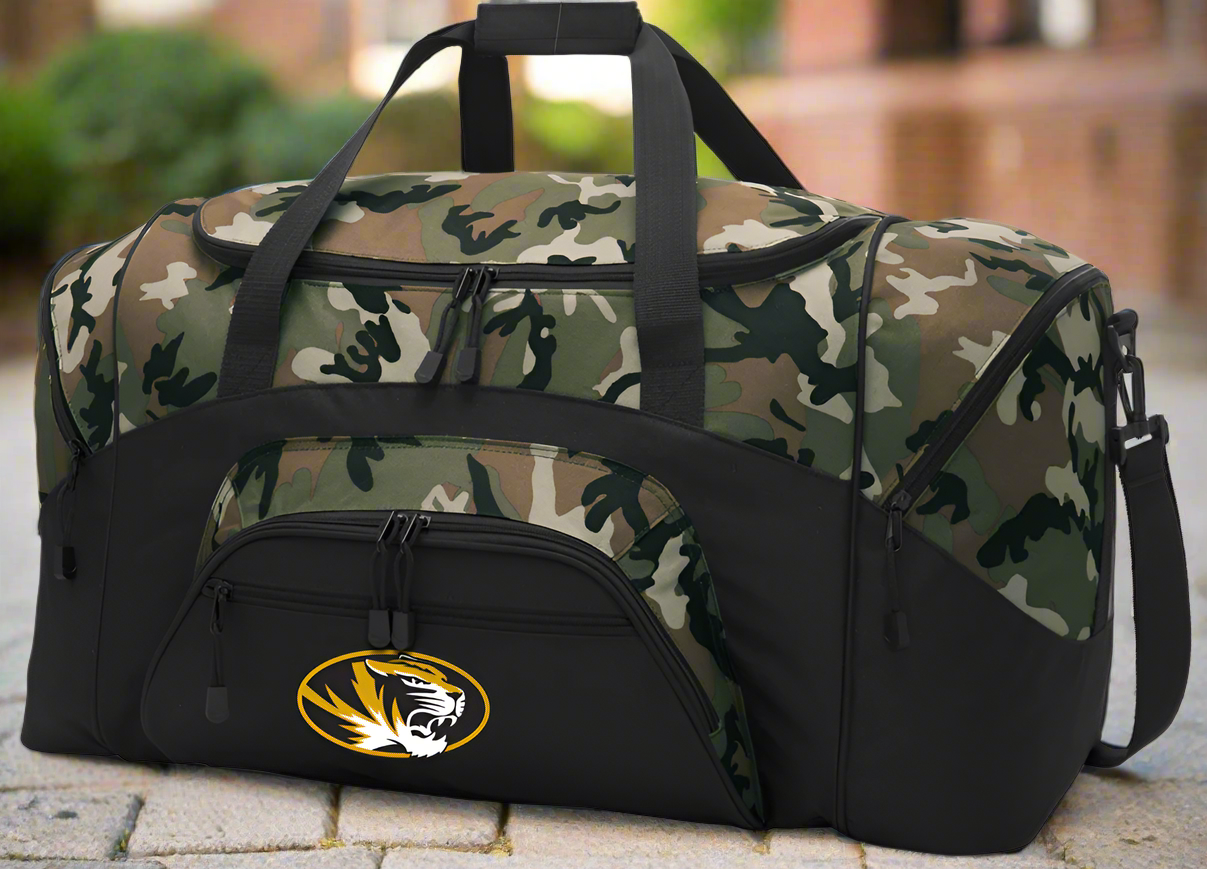 University of Missouri Large Camo Duffel Bag Mizzou Suitcase or Sports Gear Bag