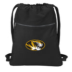 University of Missouri Canvas Drawstring Backpack Mizzou Cotton Cinch Pack Bag