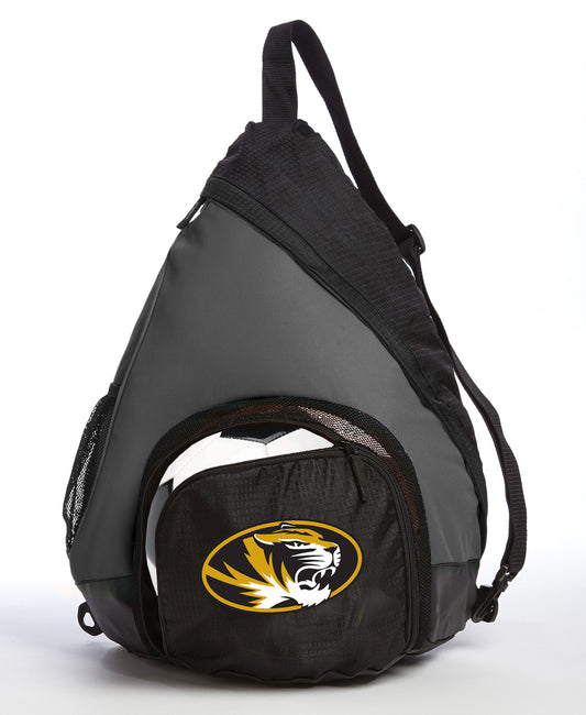 University of Missouri Sling Backpack Mizzou Bag with Soccer Ball or Volleyball Bag Sports Gear Compartment Practice Bag