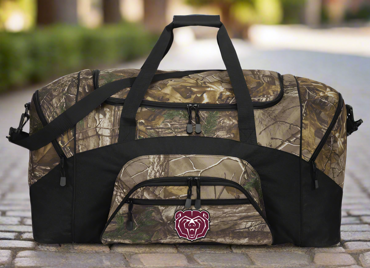 Missouri State University Duffel Bag Camo Suitcase Travel Bag or Sports Gear Bag