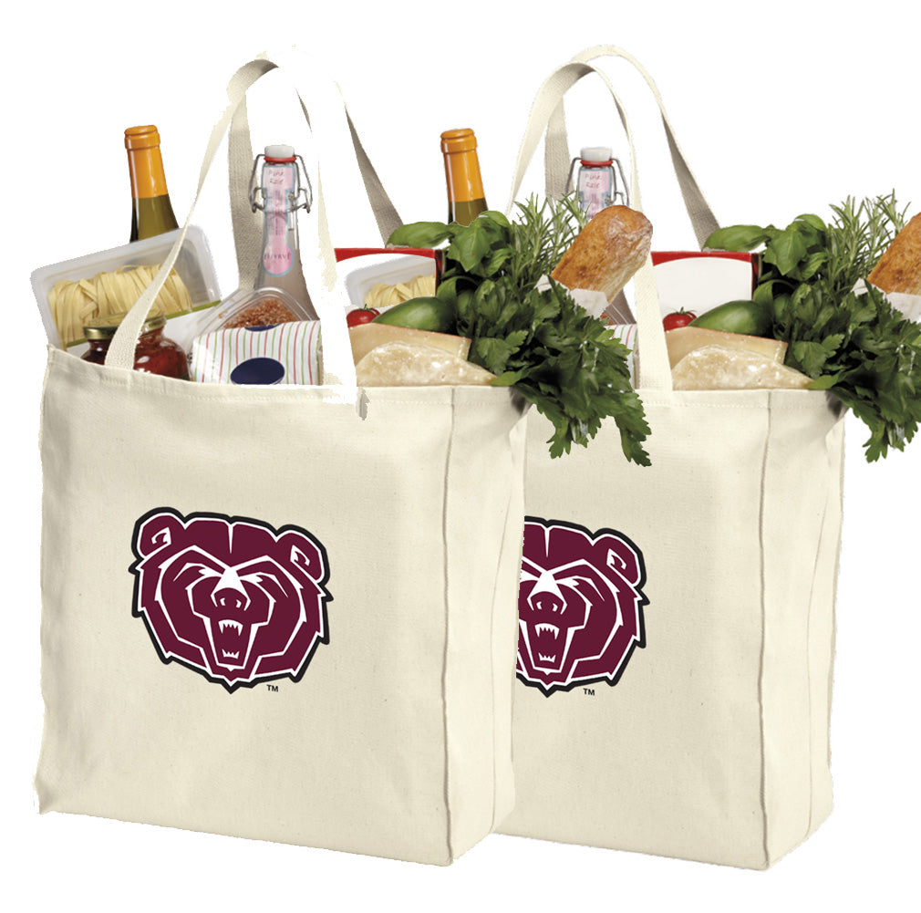 Missouri State University Grocery Shopping Bags 2 PC SET Missouri State Bears Reusable Cotton Bags