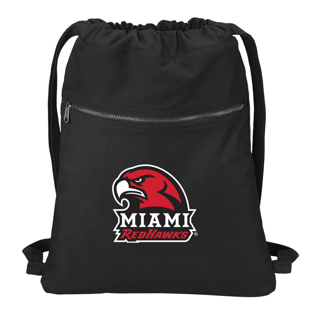 Miami University Canvas Drawstring Backpack Miami University RedHawks Cotton Cinch Pack Bag