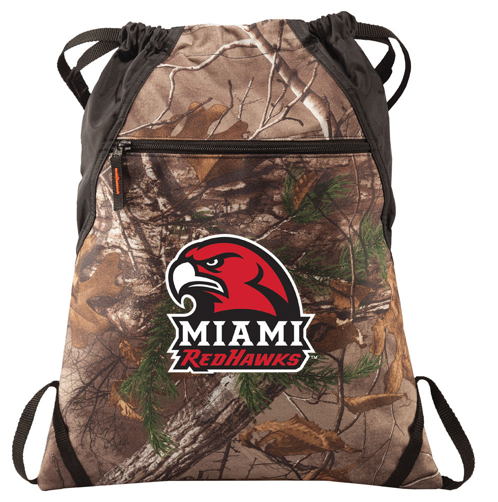 Miami University Camo Cinch Pack Miami University RedHawks Drawstring Backpack Bag