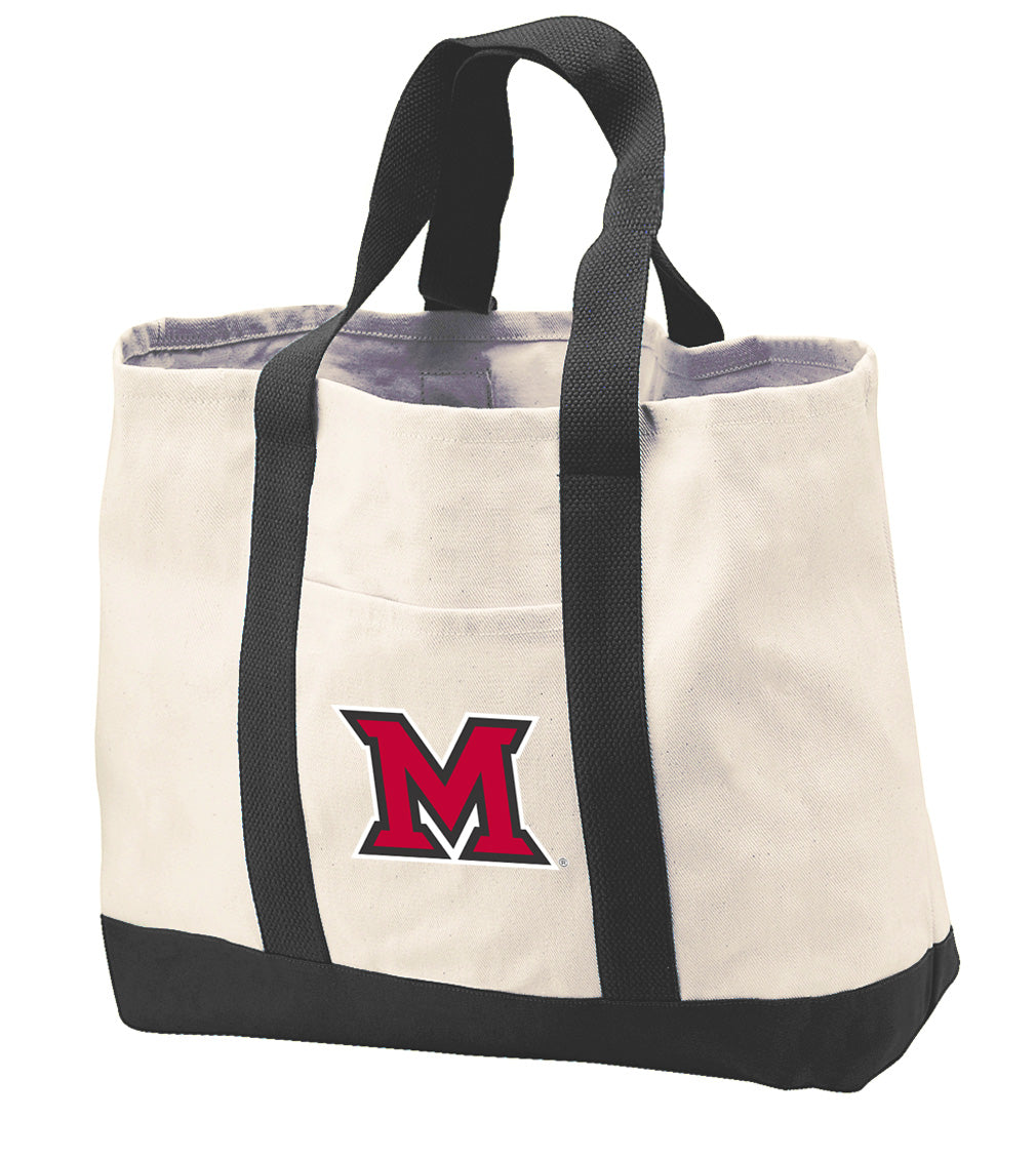 Miami University Canvas Tote Bag Miami University RedHawks Classic Tote