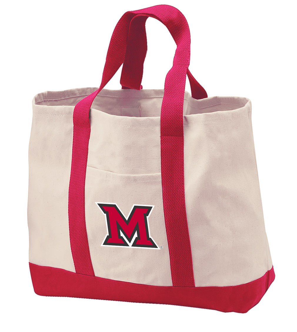 Miami University Canvas Tote Bag Miami University RedHawks Classic Tote