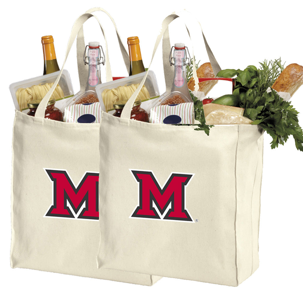 Miami University Grocery Shopping Bags 2 PC SET Reusable Cotton Bags