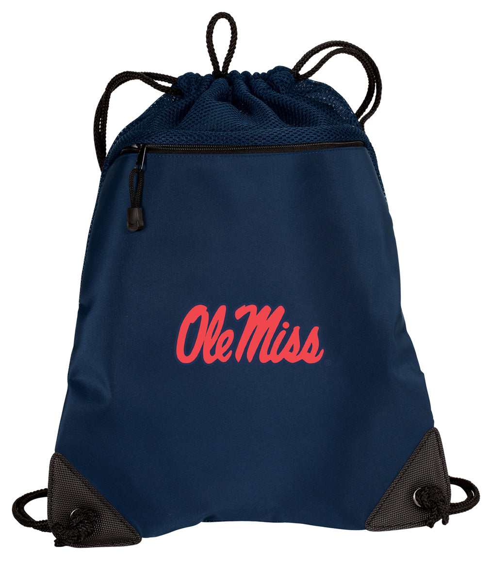 Ole Miss Drawstring Backpack University of Mississippi Cinch Pack - Mesh & Microfiber