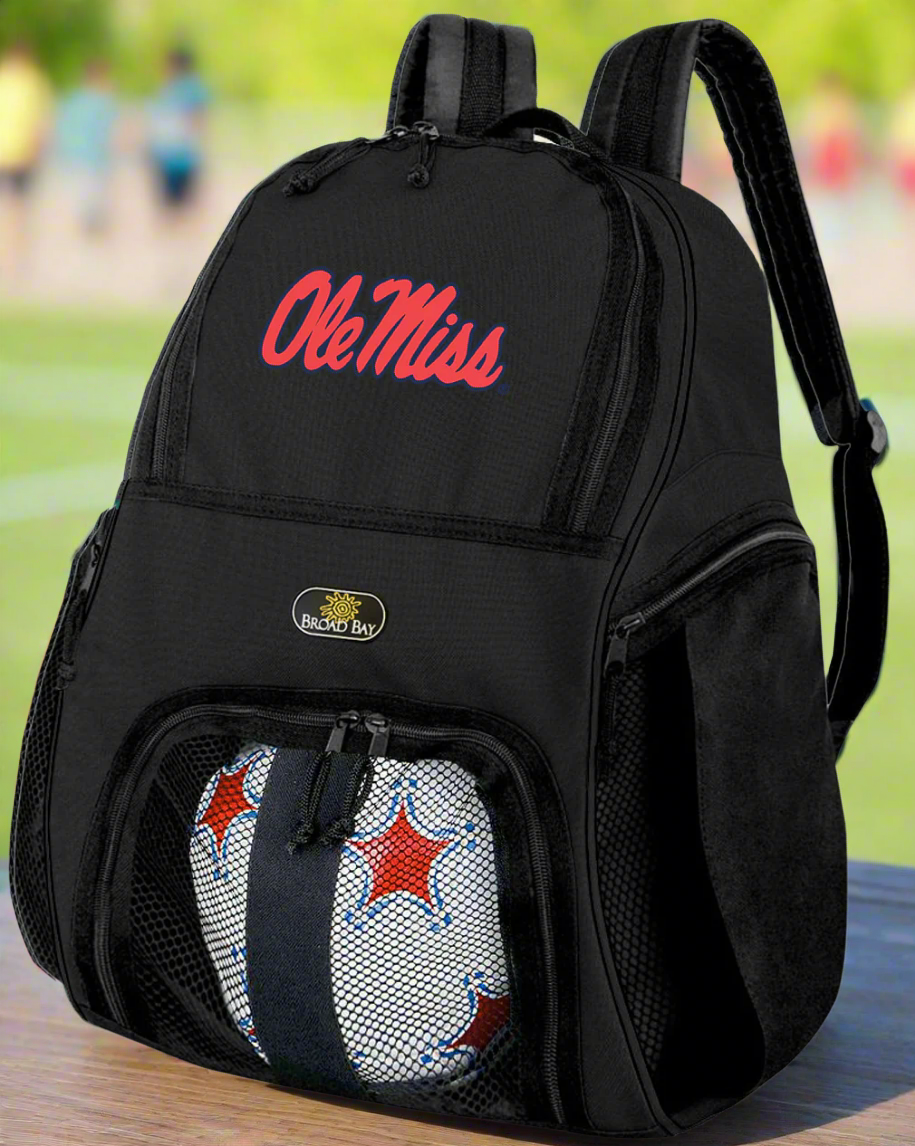 Ole Miss Soccer Ball Backpack or University of Mississippi Volleyball Sports Gear Bag