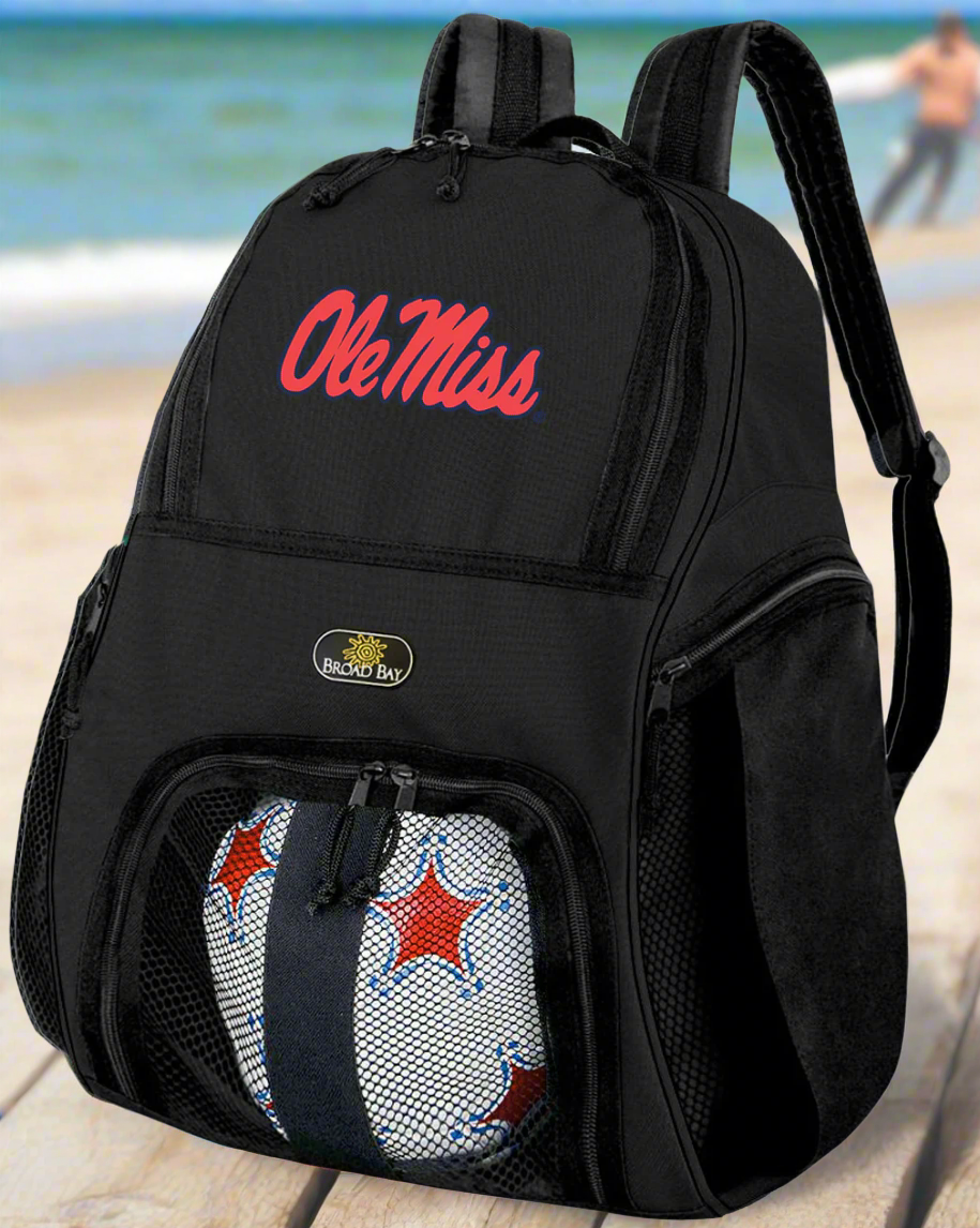 Ole Miss Soccer Ball Backpack or University of Mississippi Volleyball Sports Gear Bag