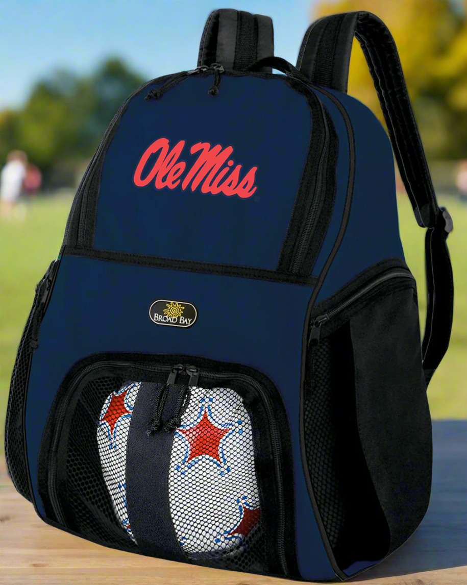 Ole Miss Soccer Ball Backpack or University of Mississippi Volleyball Sports Gear Bag