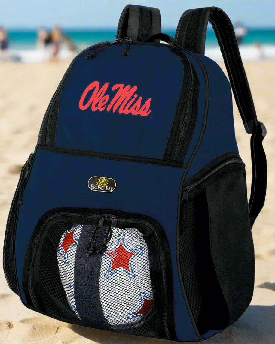 Ole Miss Soccer Ball Backpack or University of Mississippi Volleyball Sports Gear Bag