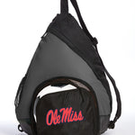 Ole Miss Sling Backpack University of Mississippi Bag with Soccer Ball or Volleyball Bag Sports Gear Compartment Practice Bag