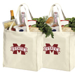 Mississippi State Grocery Shopping Bags 2 PC SET Mississippi State Bulldogs Reusable Cotton Bags