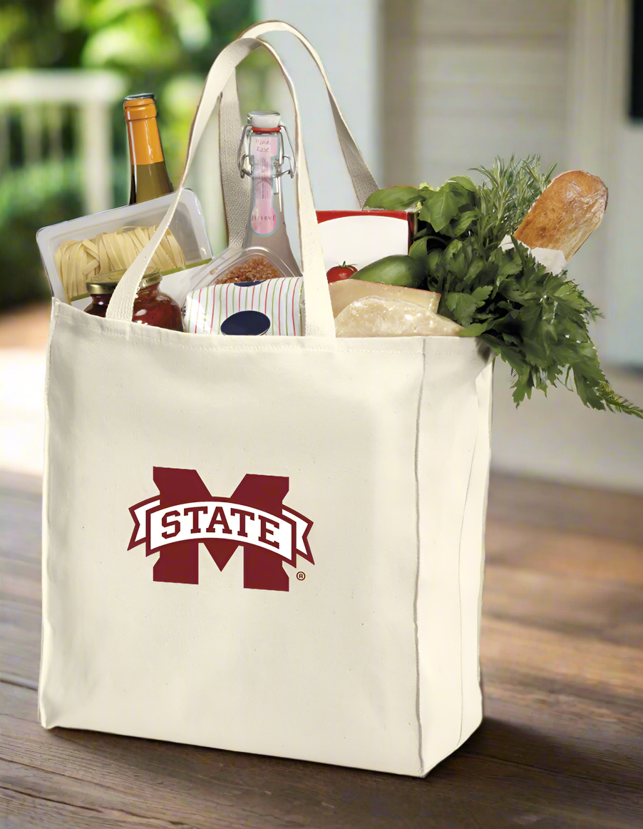 Mississippi State Grocery Shopping Bags 2 PC SET Mississippi State Bulldogs Reusable Cotton Bags