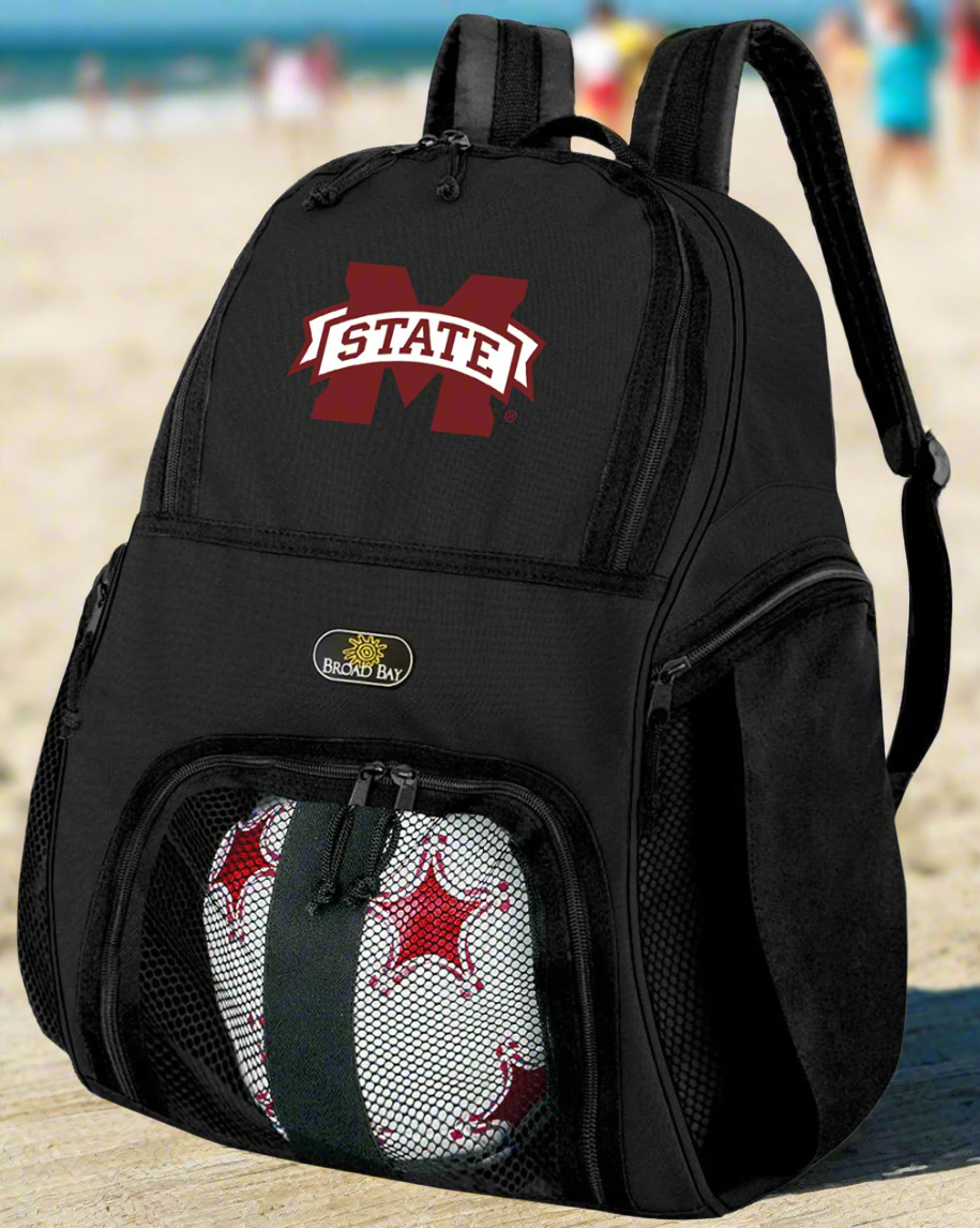 Mississippi State Soccer Ball Backpack or MSU Bulldogs Volleyball Sports Gear Bag